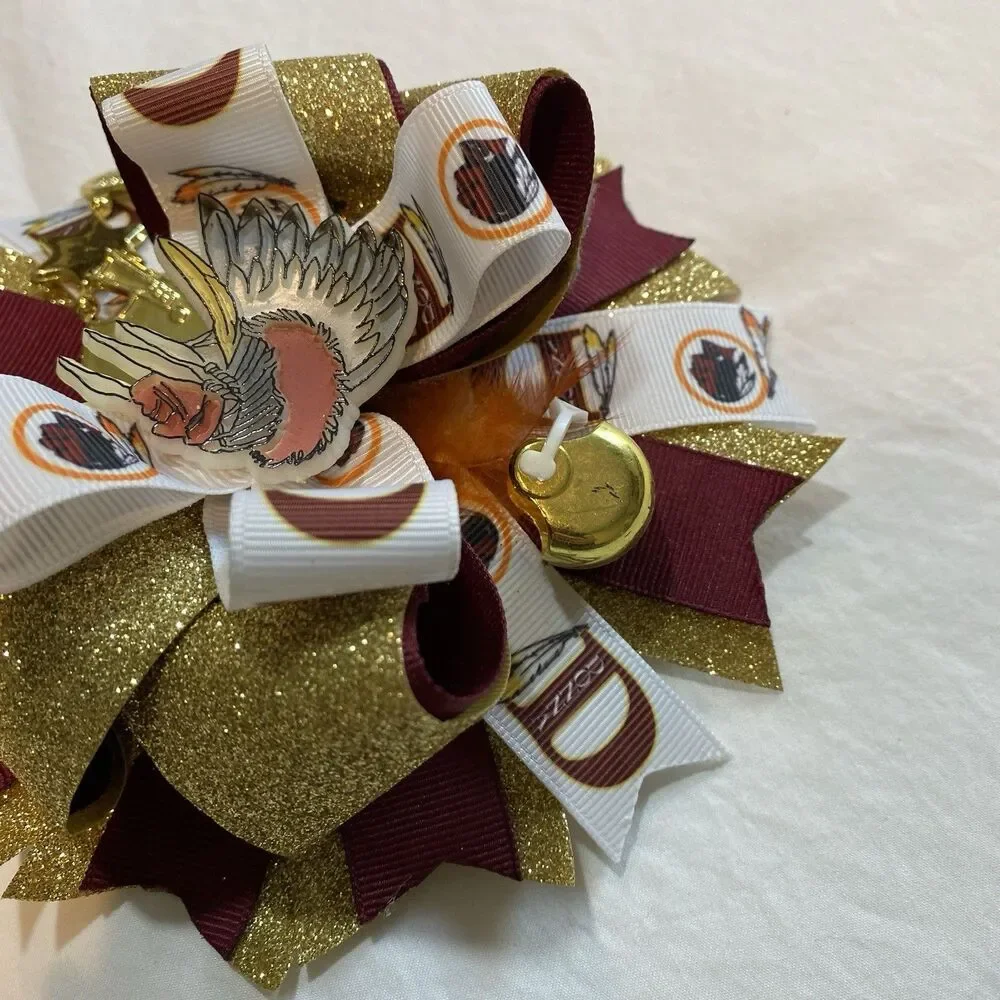 Redsking hair bow homemade multilayered bling glitter gold red